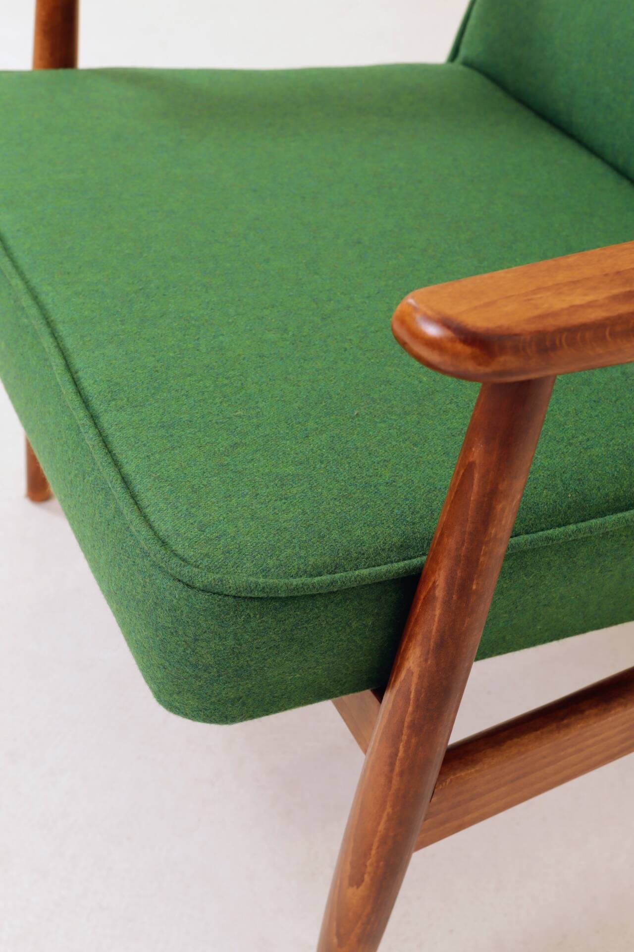 Mid Century Lounge Chair Vintage Moss Wool, Poland 1960