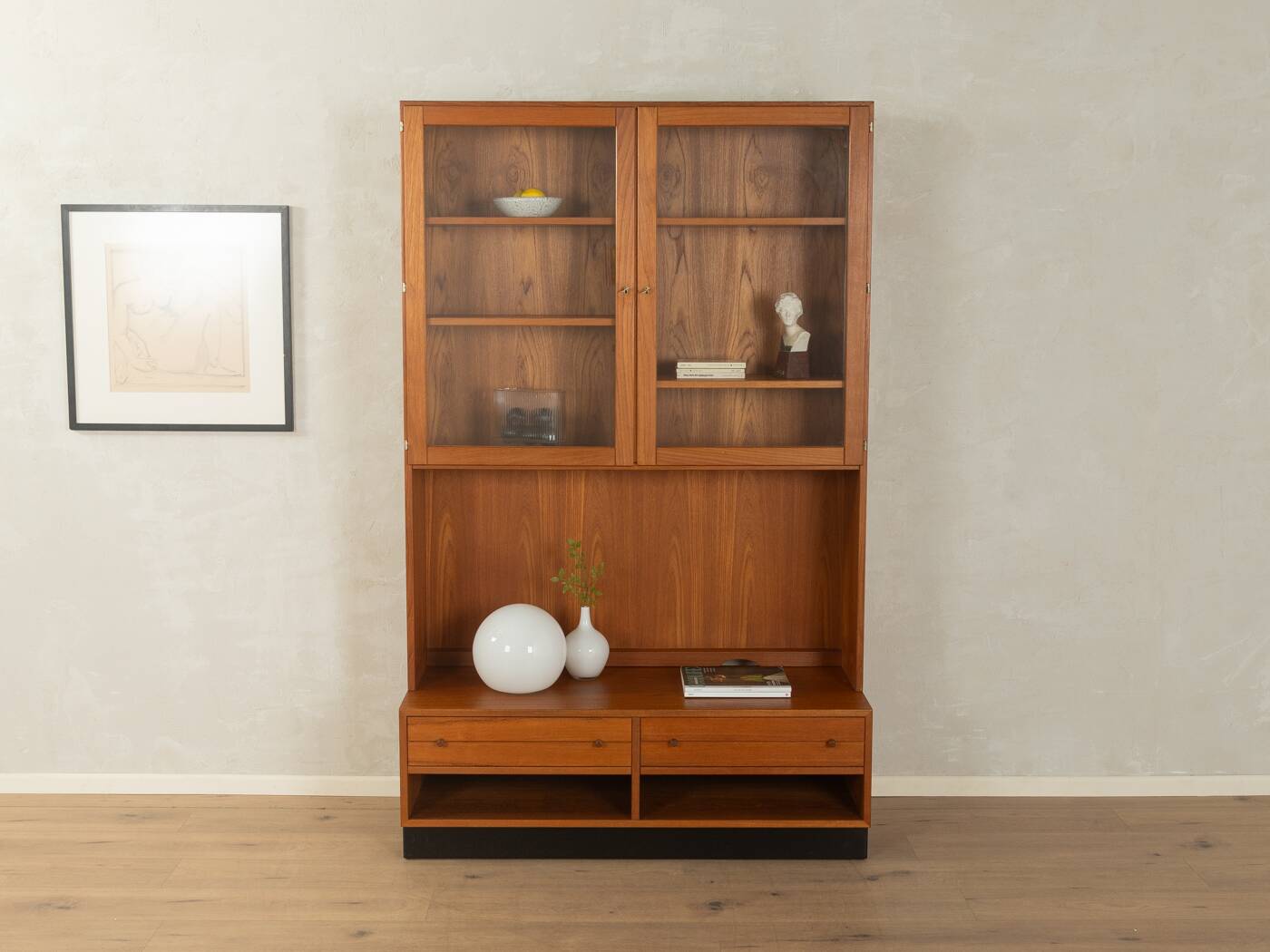 Classic two-piece display cabinet by Poul Hundevad, 1960s