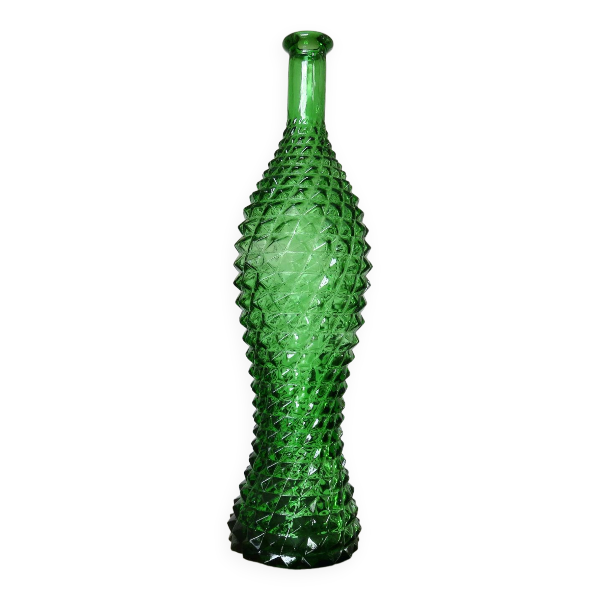 Empoli bottle made in Italy diamond tip glass 1970