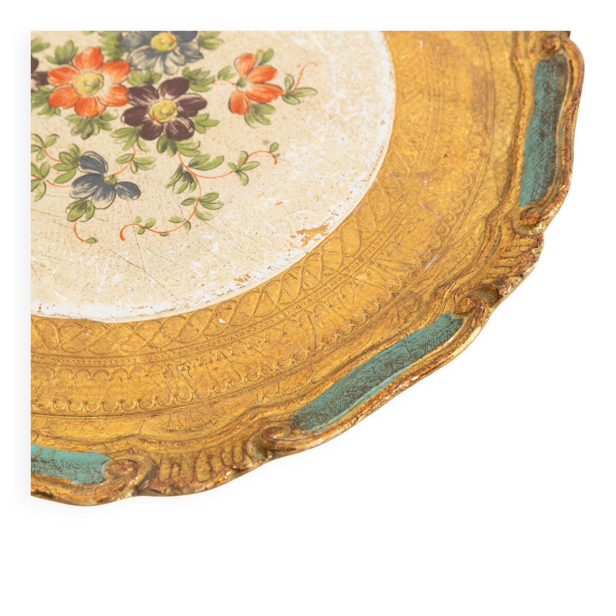 Vintage light blue decorative wooden plate, Italy, 1960s.