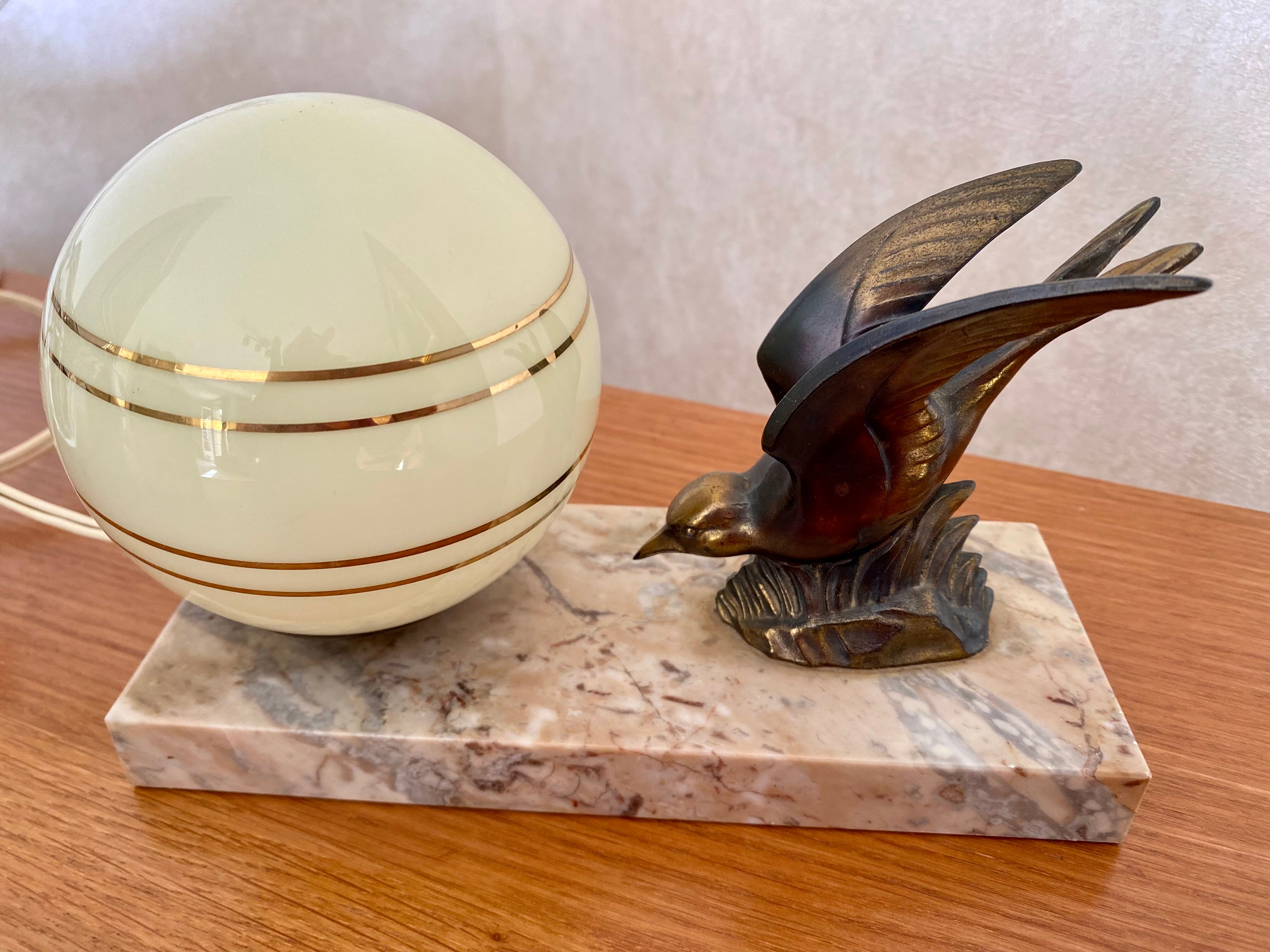 Vintage bird art deco lamp