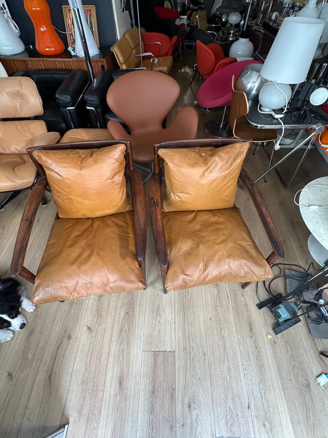 Pair of PJ 56 Grete Jalk armchairs in Rio rosewood, 60s