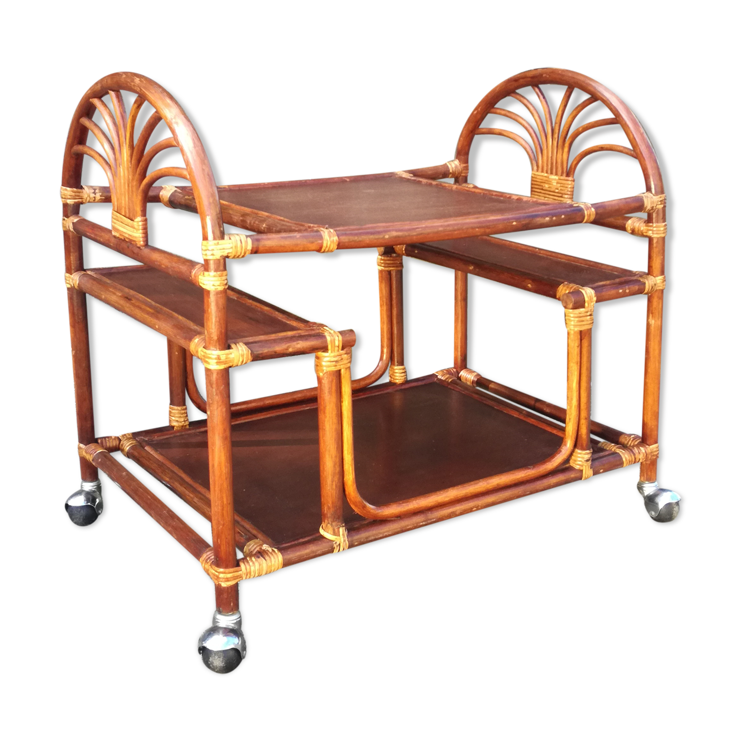 Serving rattan trolley L80