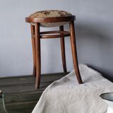 Wooden stool and fabrics