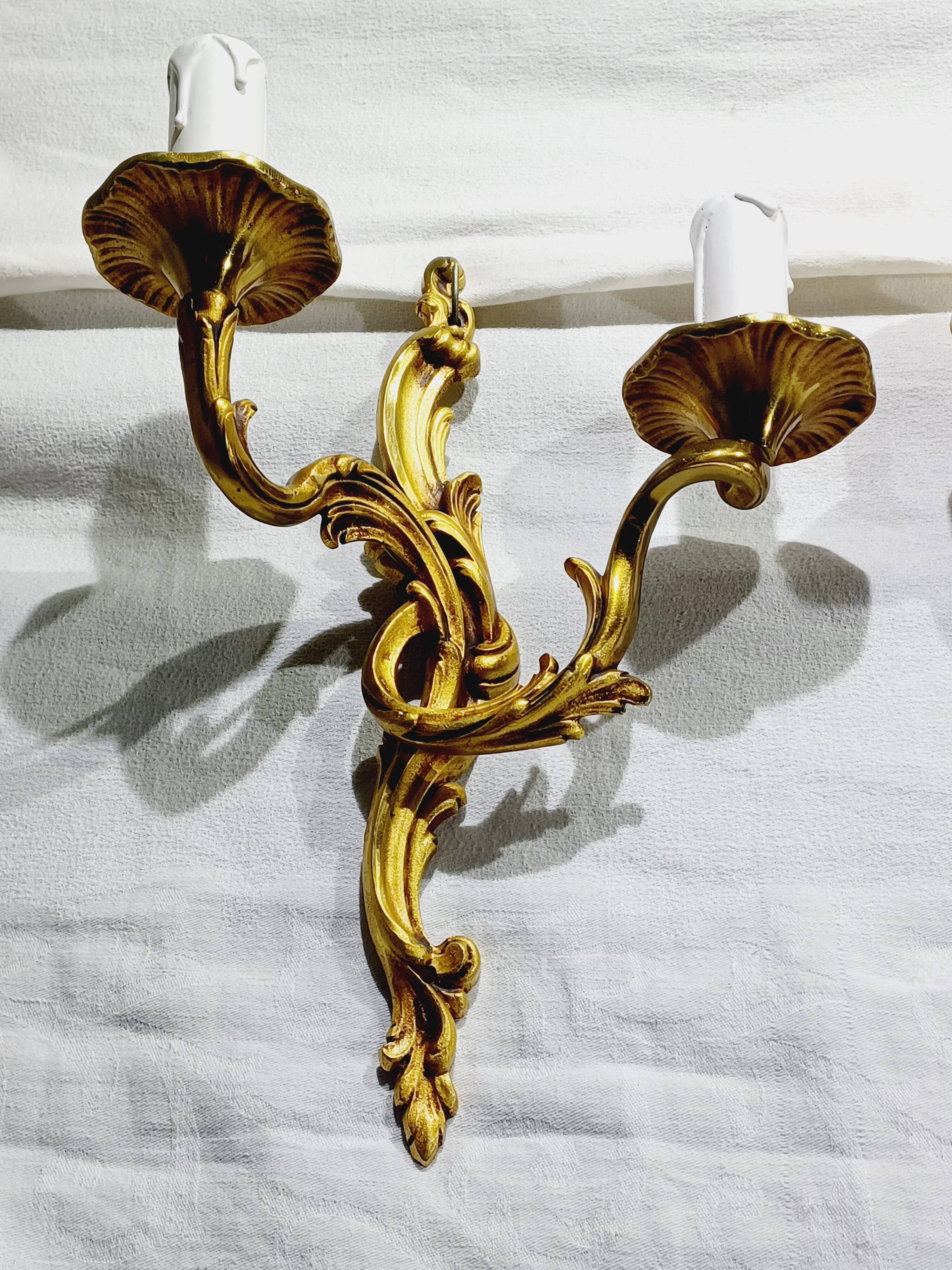 Bronze wall light triplet