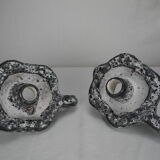 Pair of ceramic candlesticks Vallauris fat lava Keramik