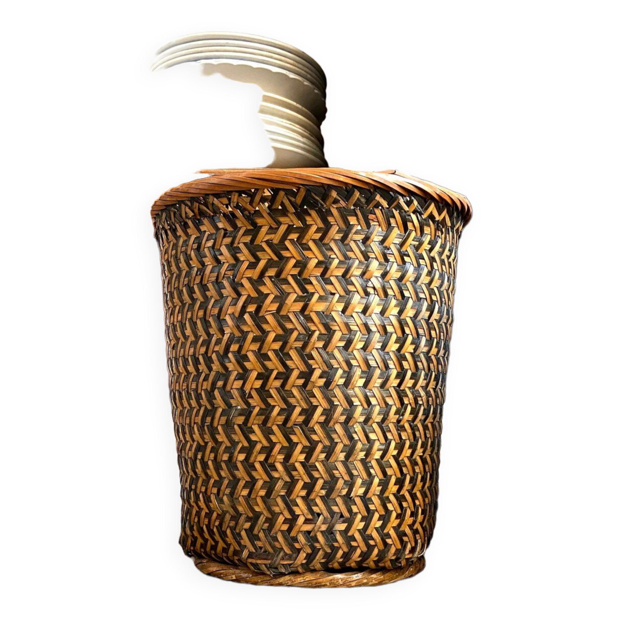 Braided rattan basket