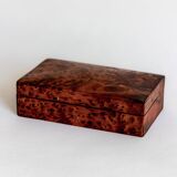 Rectangular box or small casket in elm burl, 1970s