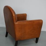 Fauteuil club néerlandais vintage en cuir de couleur cognac