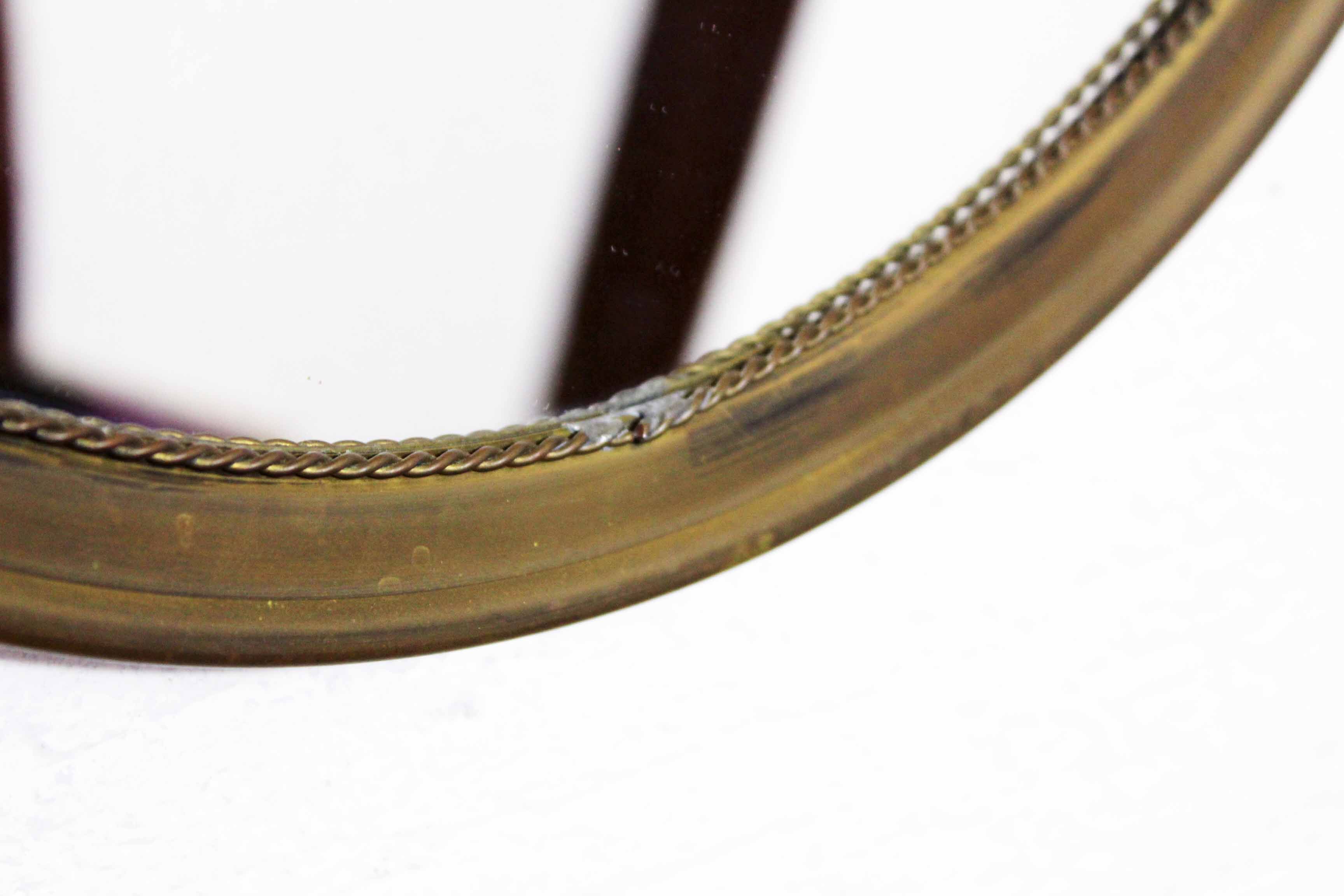 Round mirror, brass frame with décor 37x37cm