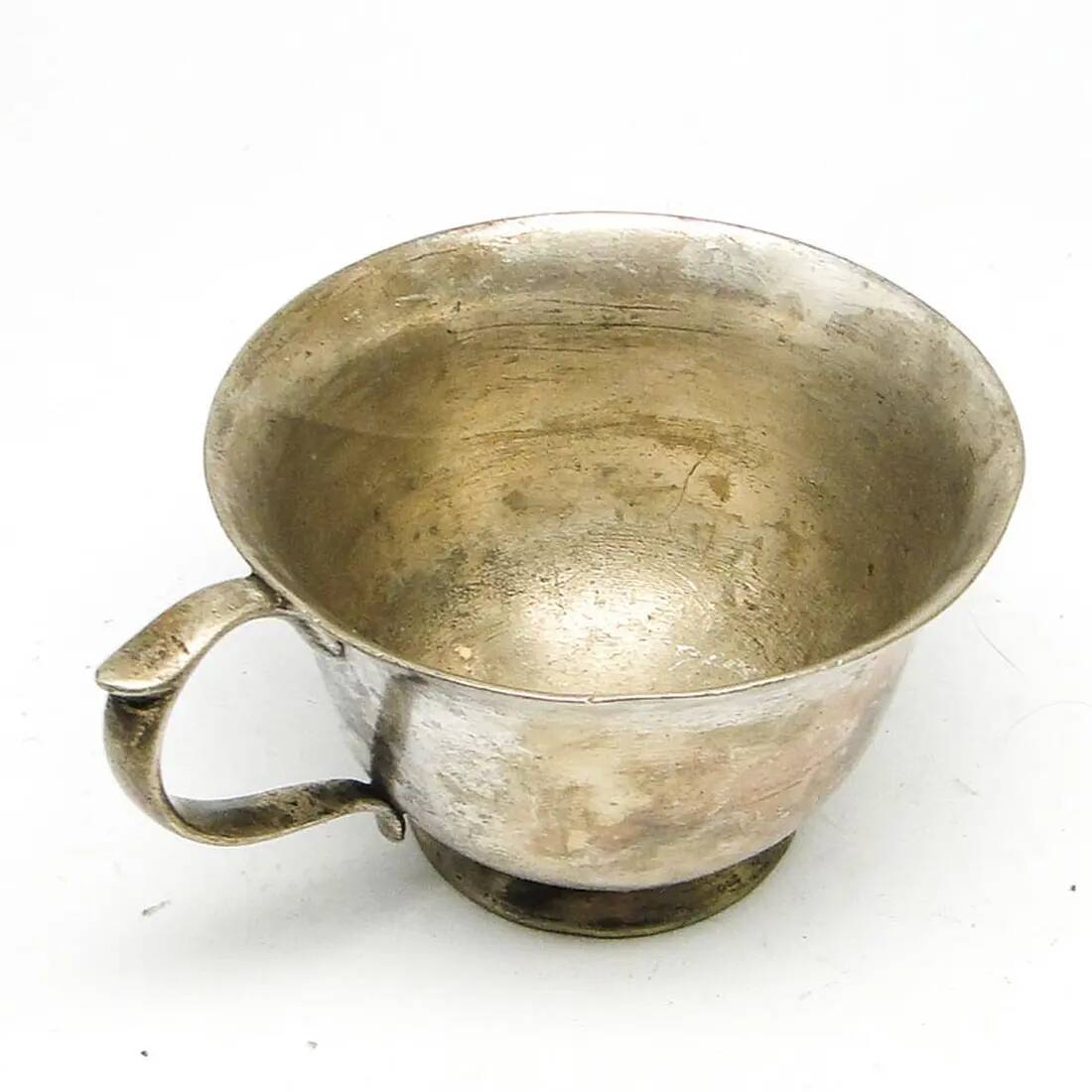 Art Deco bouillon cup, silver-plated brass, Norblin, Poland, 1930s