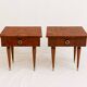 Pair of vintage bedside tables in veneered wood with a glossy finish.