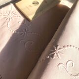 Drap ancien en lin et coton teinté en baby rose