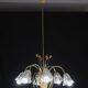 Art Deco Murano Glass and Brass Chandelier, 6 light, 1950