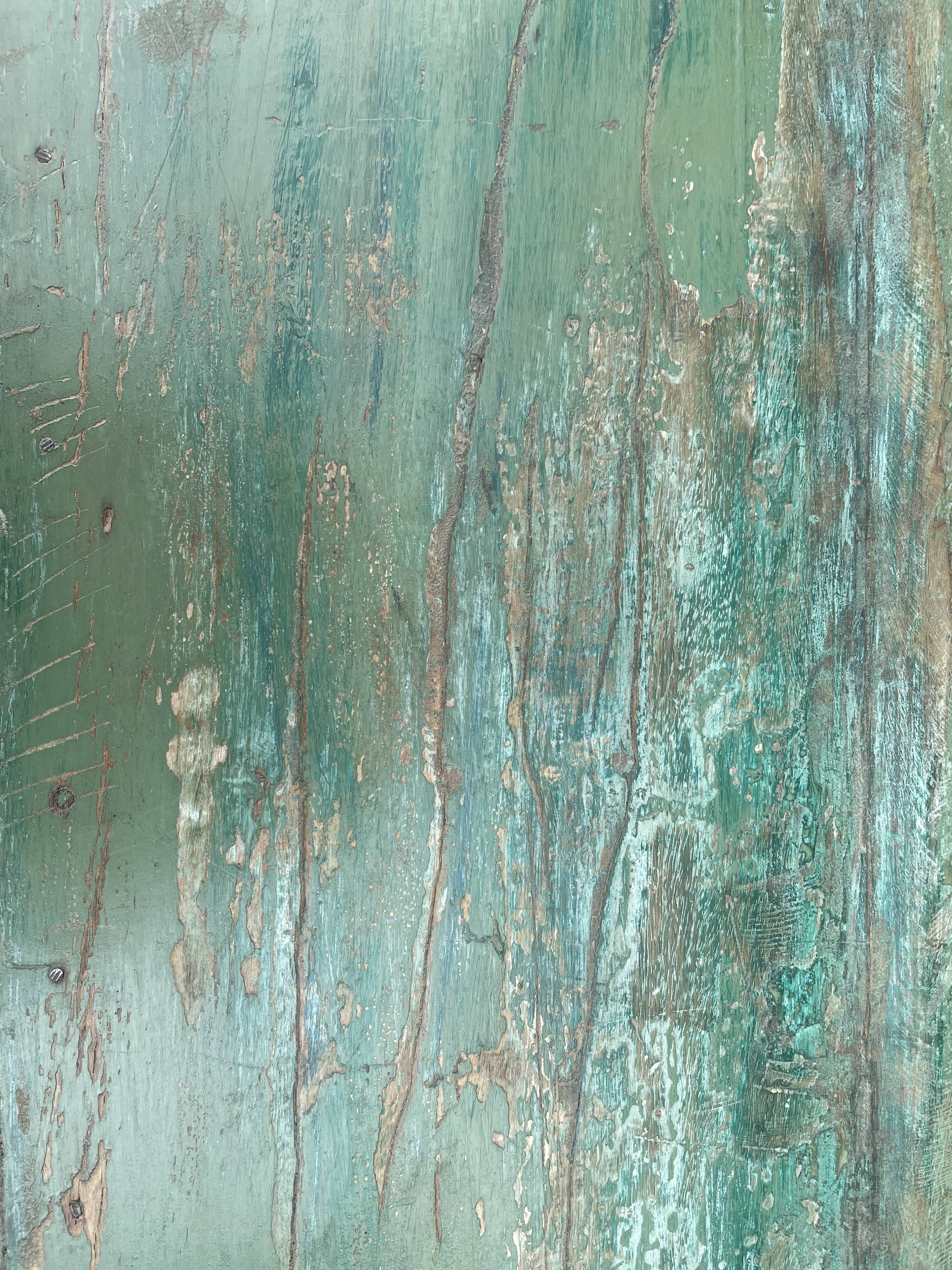 Indian coffee table in green lacquered teak