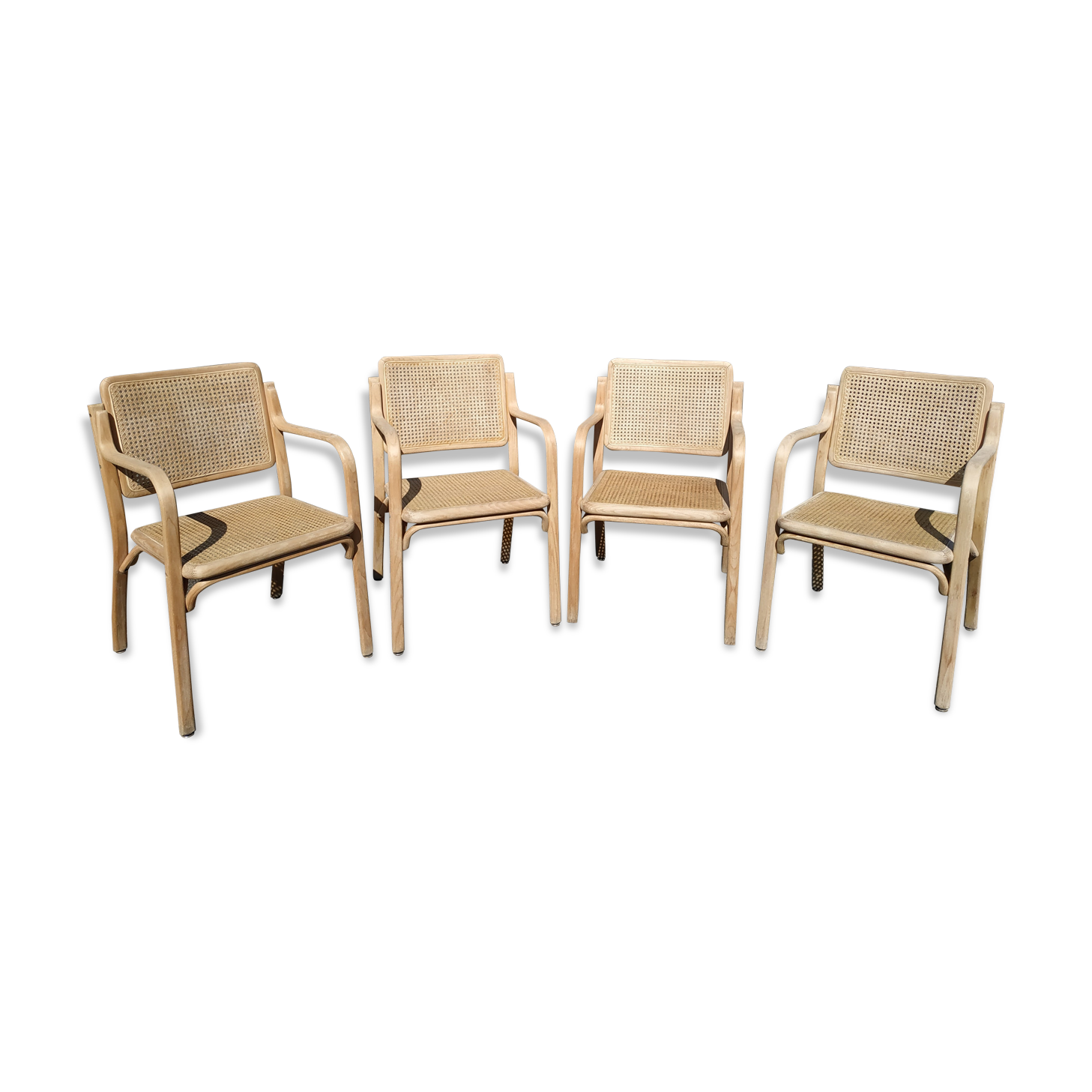 Série de 4 chaises cannées vintage années 60