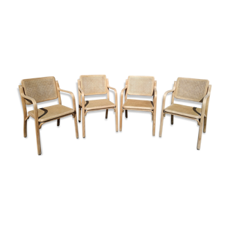 Set of 4 chairs canned vintage 60s