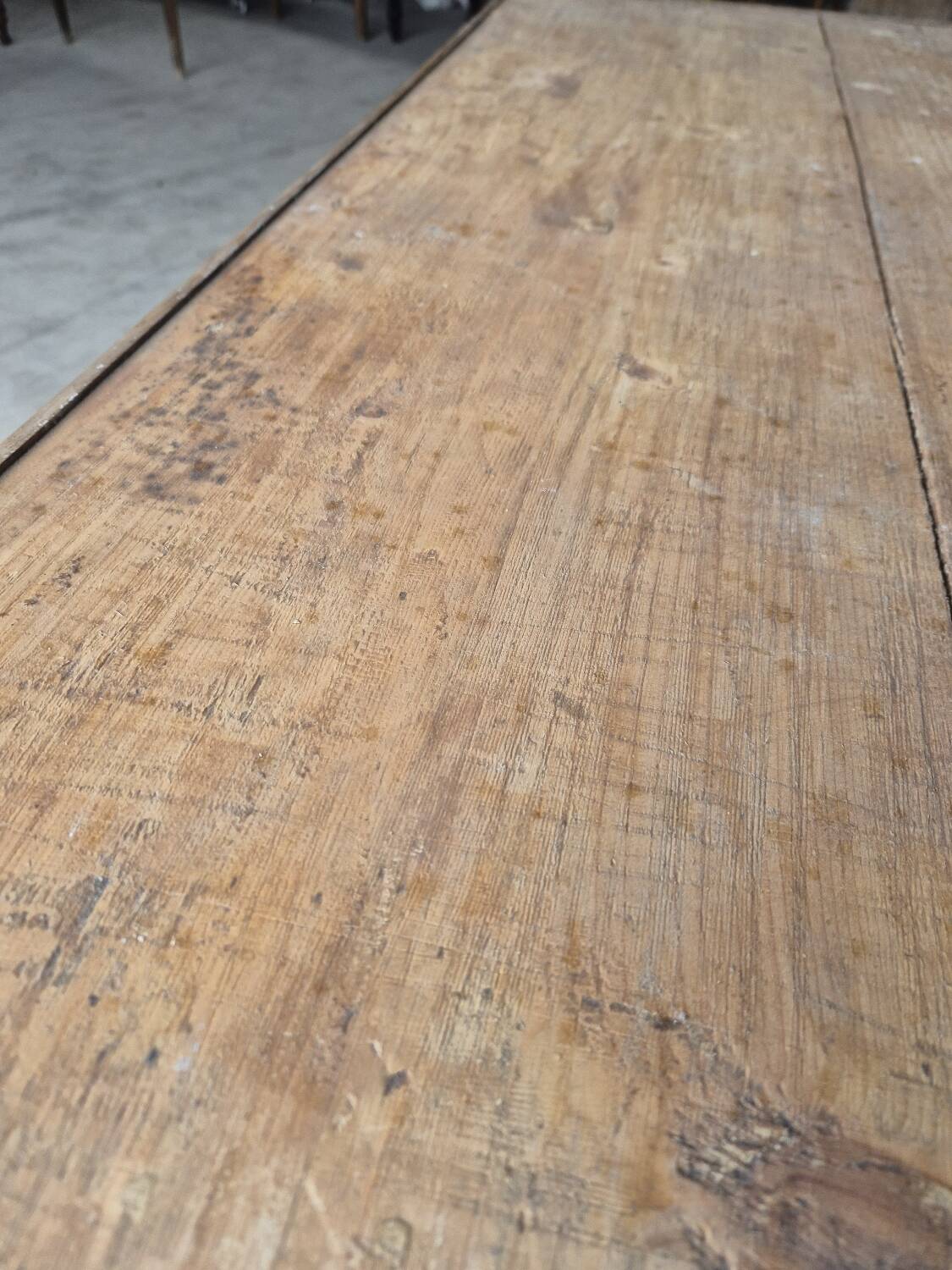 Antique rustic bistro farm table 1900 one drawer - 1m23