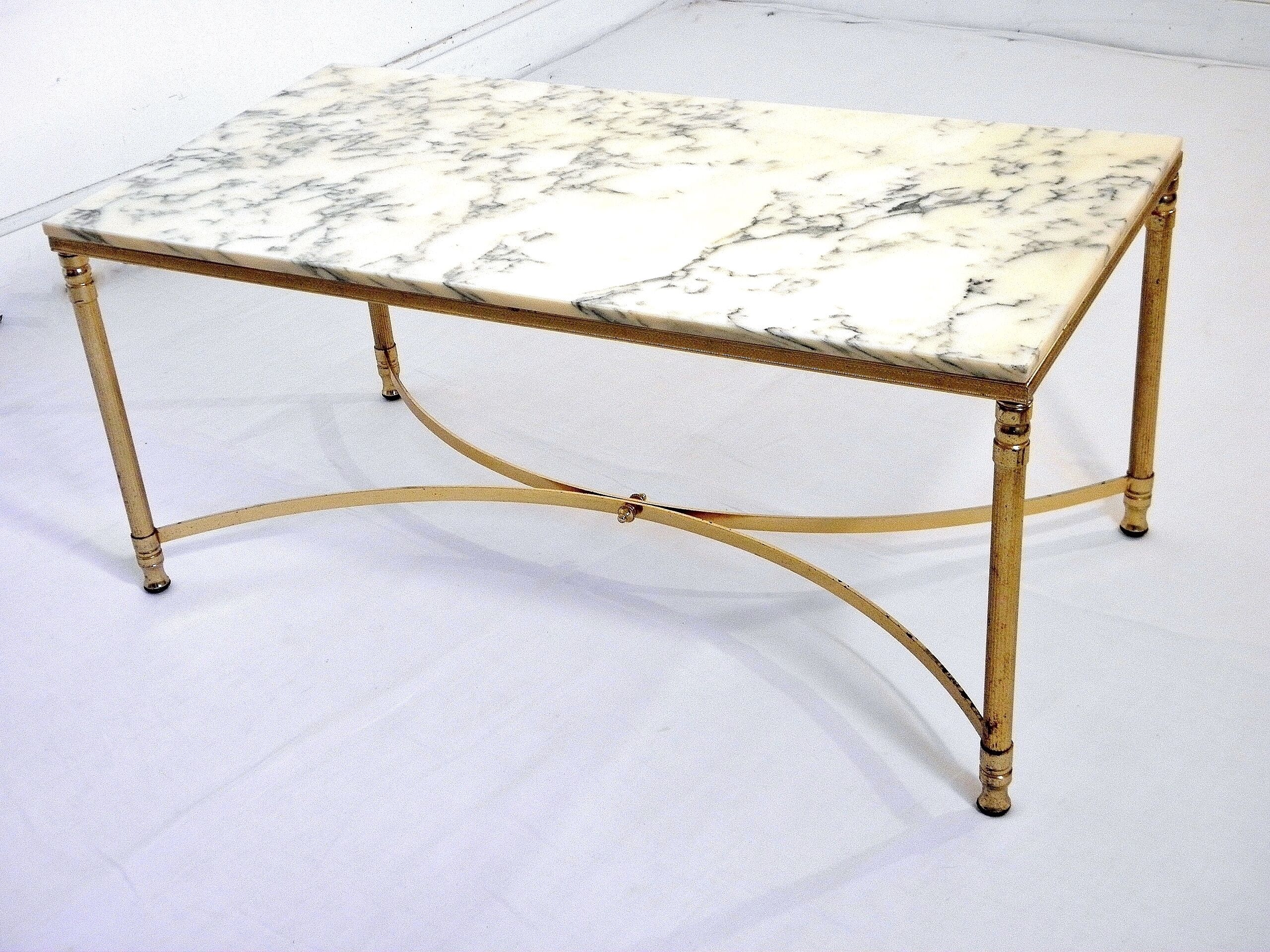 Coffee table marble and gilded metal