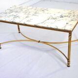 Coffee table marble and gilded metal