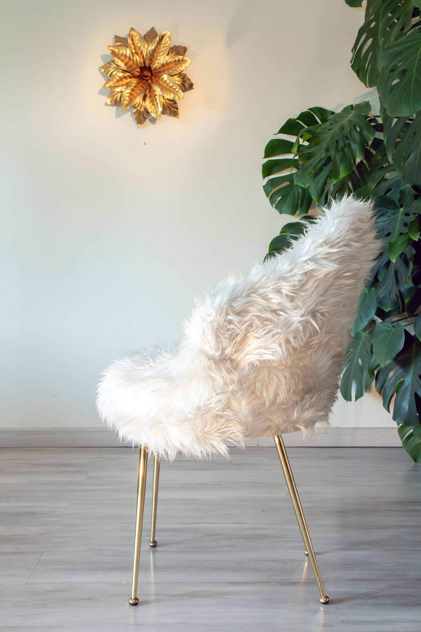 Ivory white fur armchair, 1970