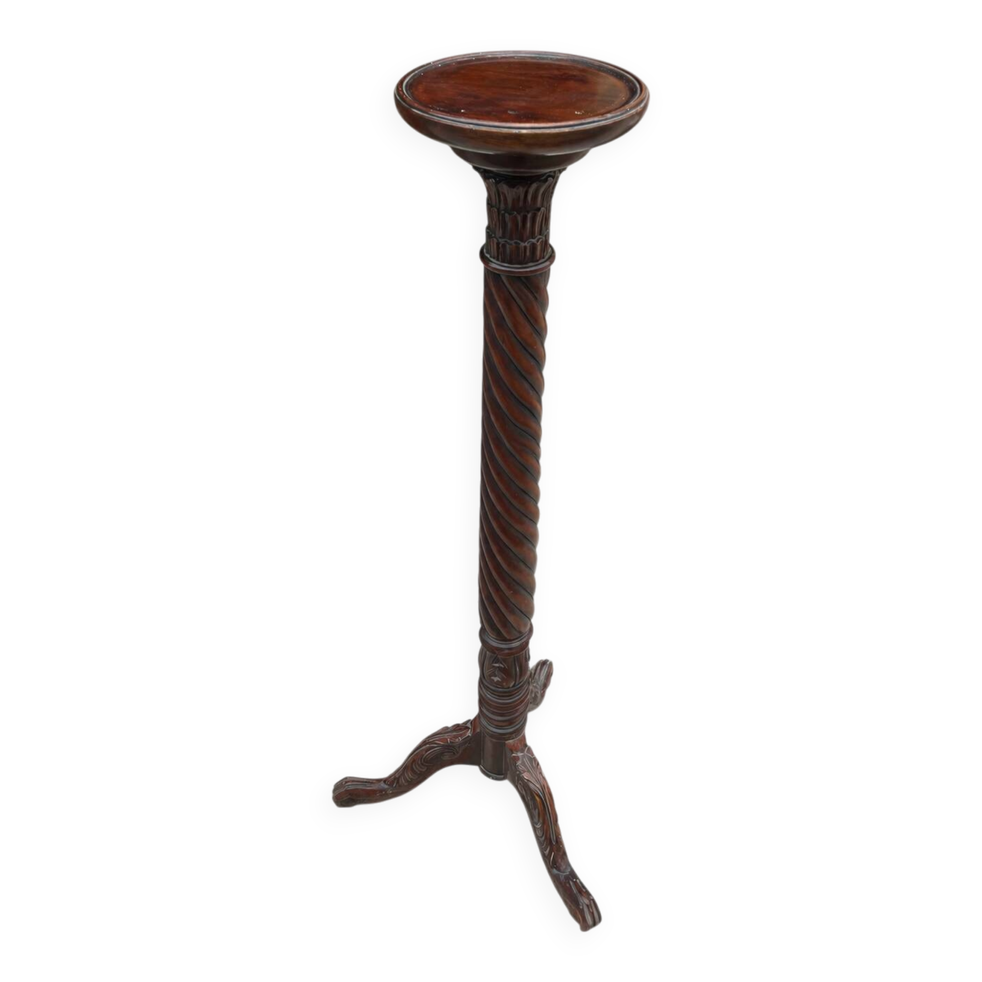 Carved wooden torchère, twisted column – Louis XIII style – XI