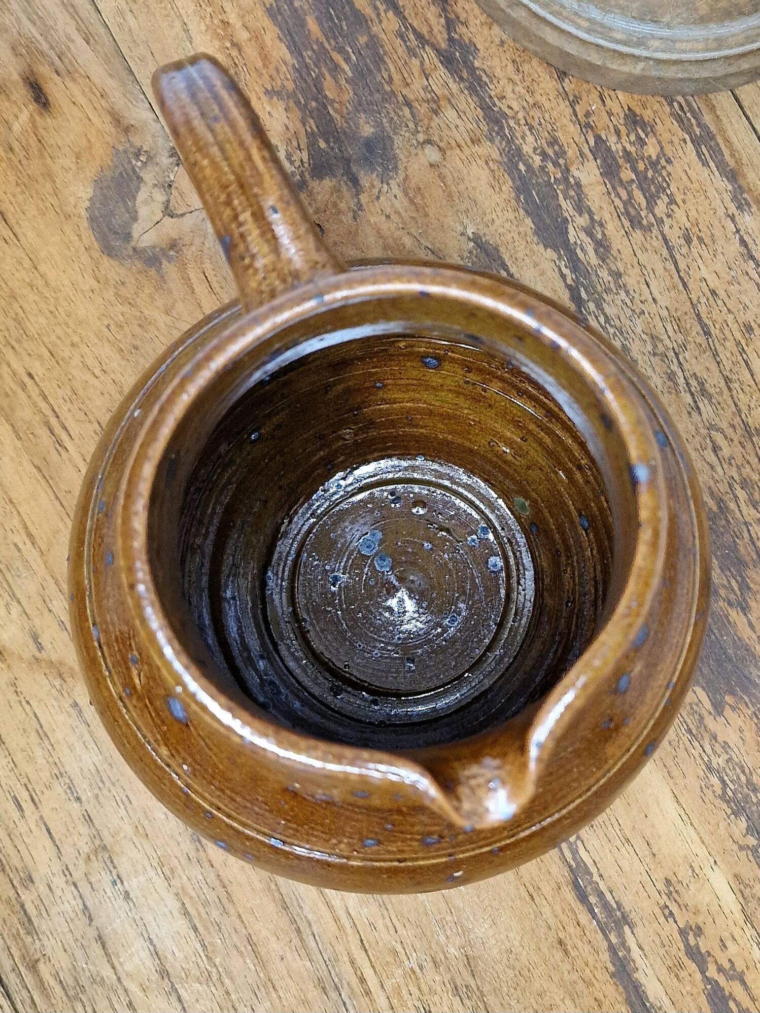 Vintage jug in pyrite stoneware signed JPG – handmade ceramics 70