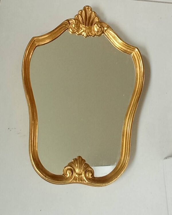 Ancien miroir coquille, doré, style Louis XV