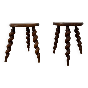 Paire de tabourets tripodes