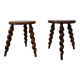 Pair of twisted wooden tripod stools
