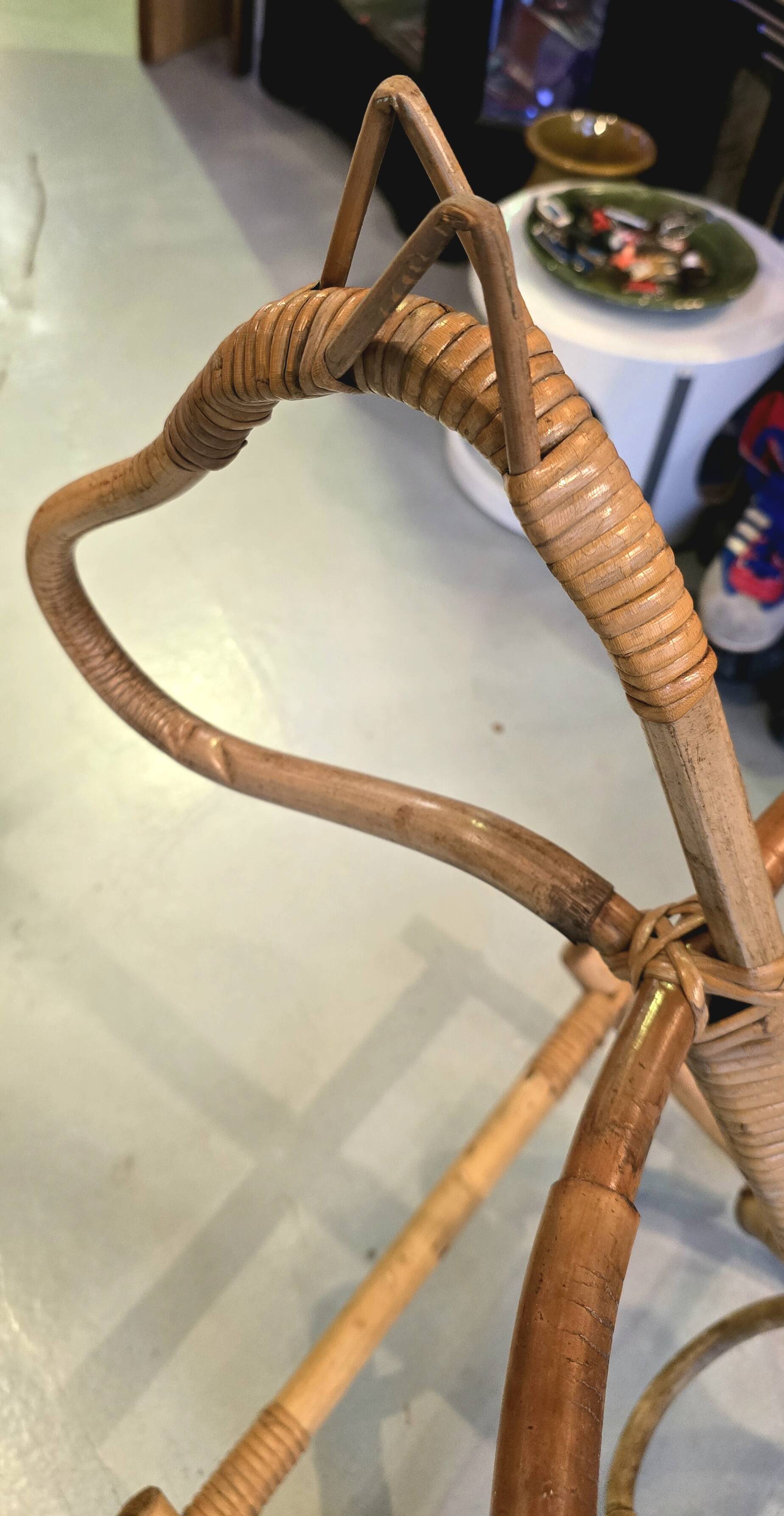 Vintage 1960s/70s rattan and bamboo rocking horse