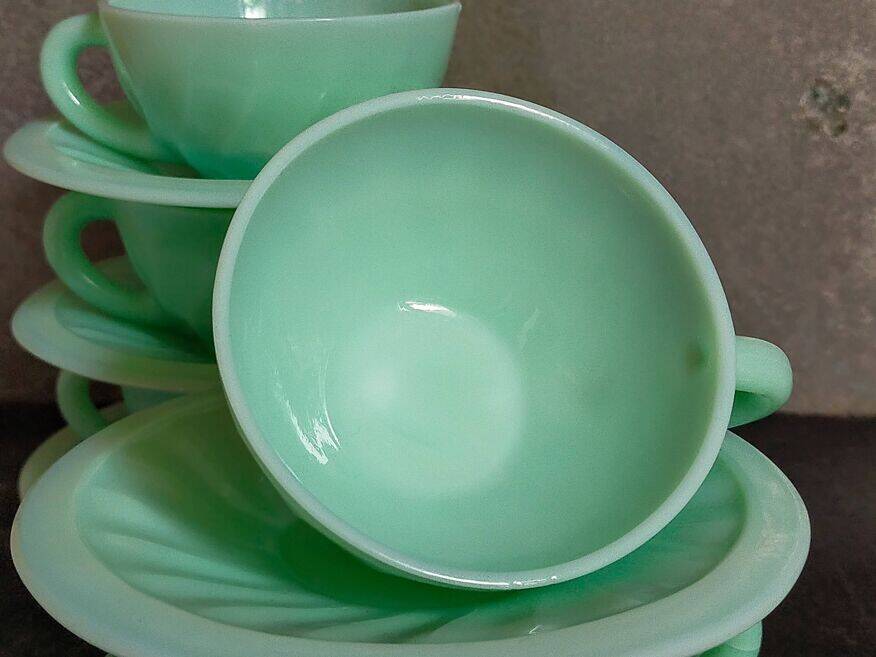 Six opaline cups