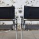 Pair of Bauhaus cantilever armchairs in chromed metal and leather, 1970