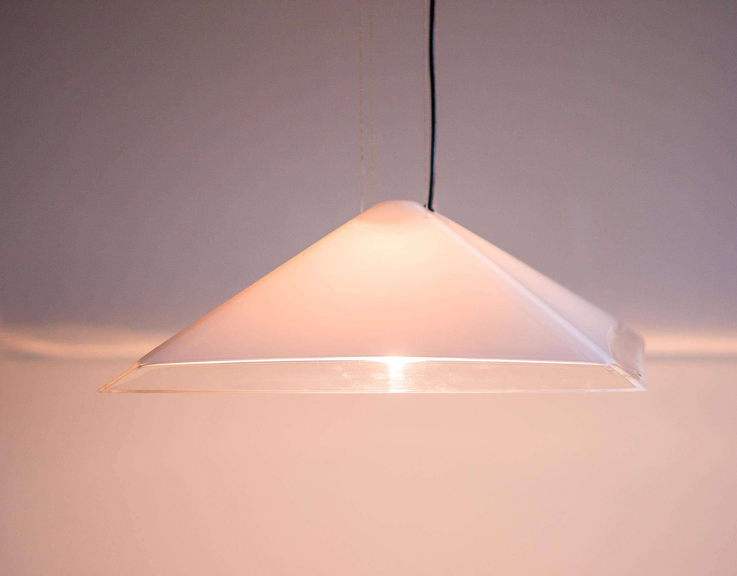 Large pyramid pendant iGuzzini - adjustable height, plexiglass, Italy 1980