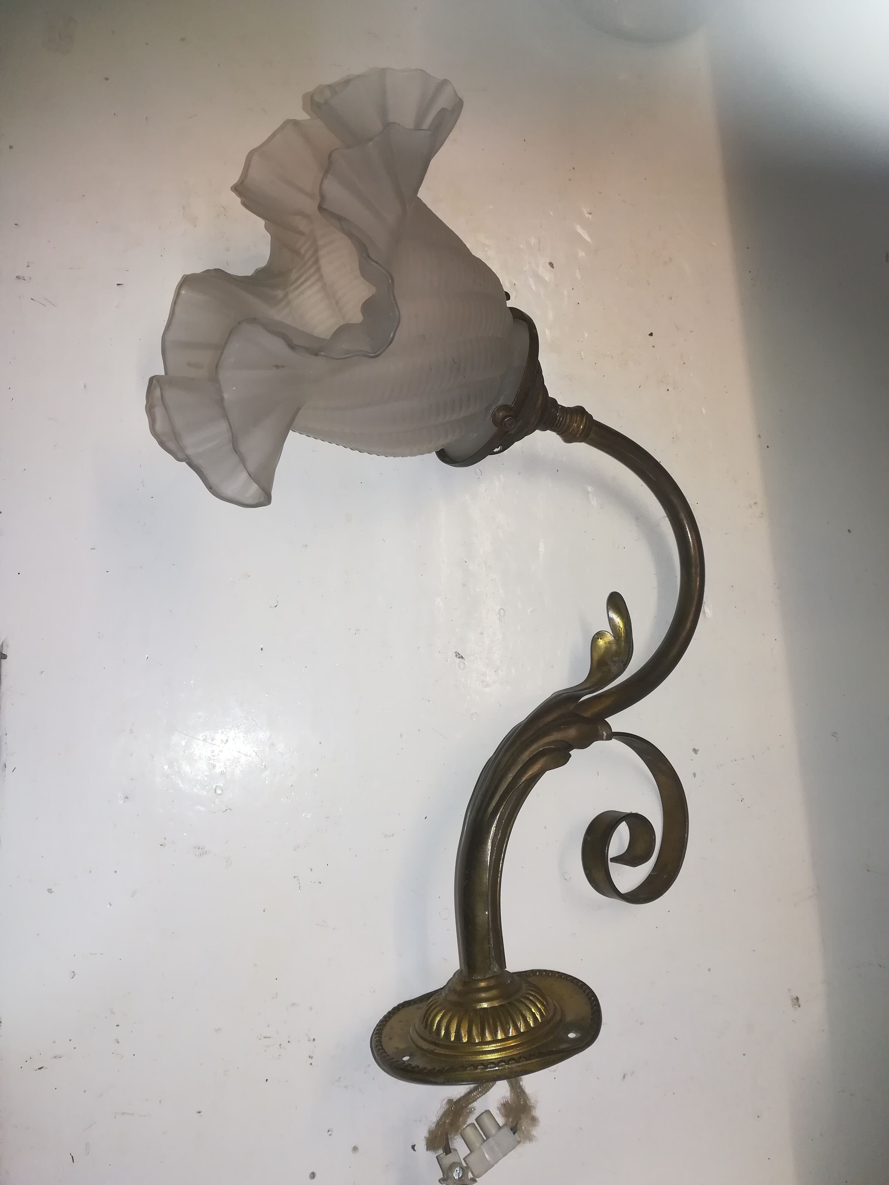 Old wall lamp glass and brass