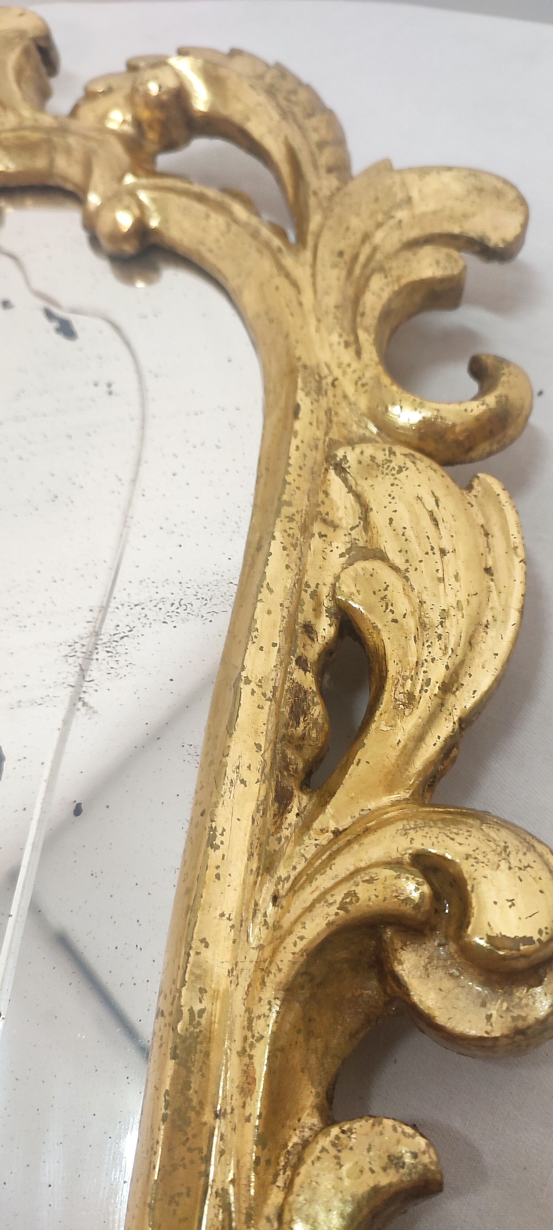 Baroque mirror of gilded wood. France, 1950s