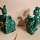 Pair of bookends from the 50s in green glazed ceramic