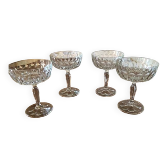 Sculpted glass ice cream sundae set
