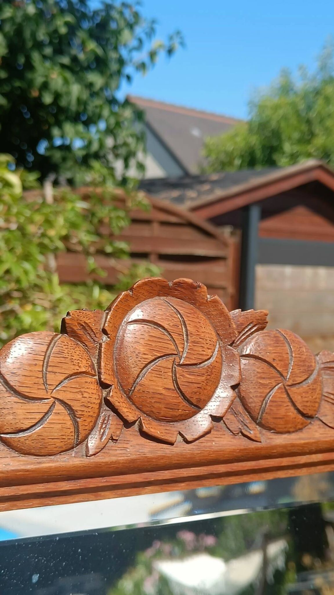 Coiffeuse Art déco en chêne, plateau en marbre  et miroir pivotant