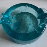Produit BHV Cendrier massif en verre soufflé turquoise 1960