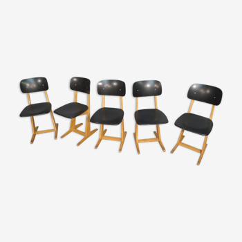 Set of 5 adult Casala chairs 60s