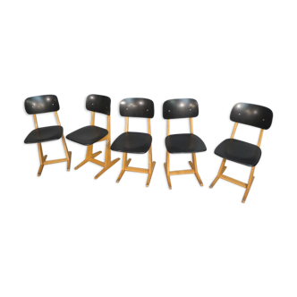 Set of 5 adult Casala chairs 60s
