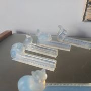 9 doors art deco knives in opalescent glass, bestiary.