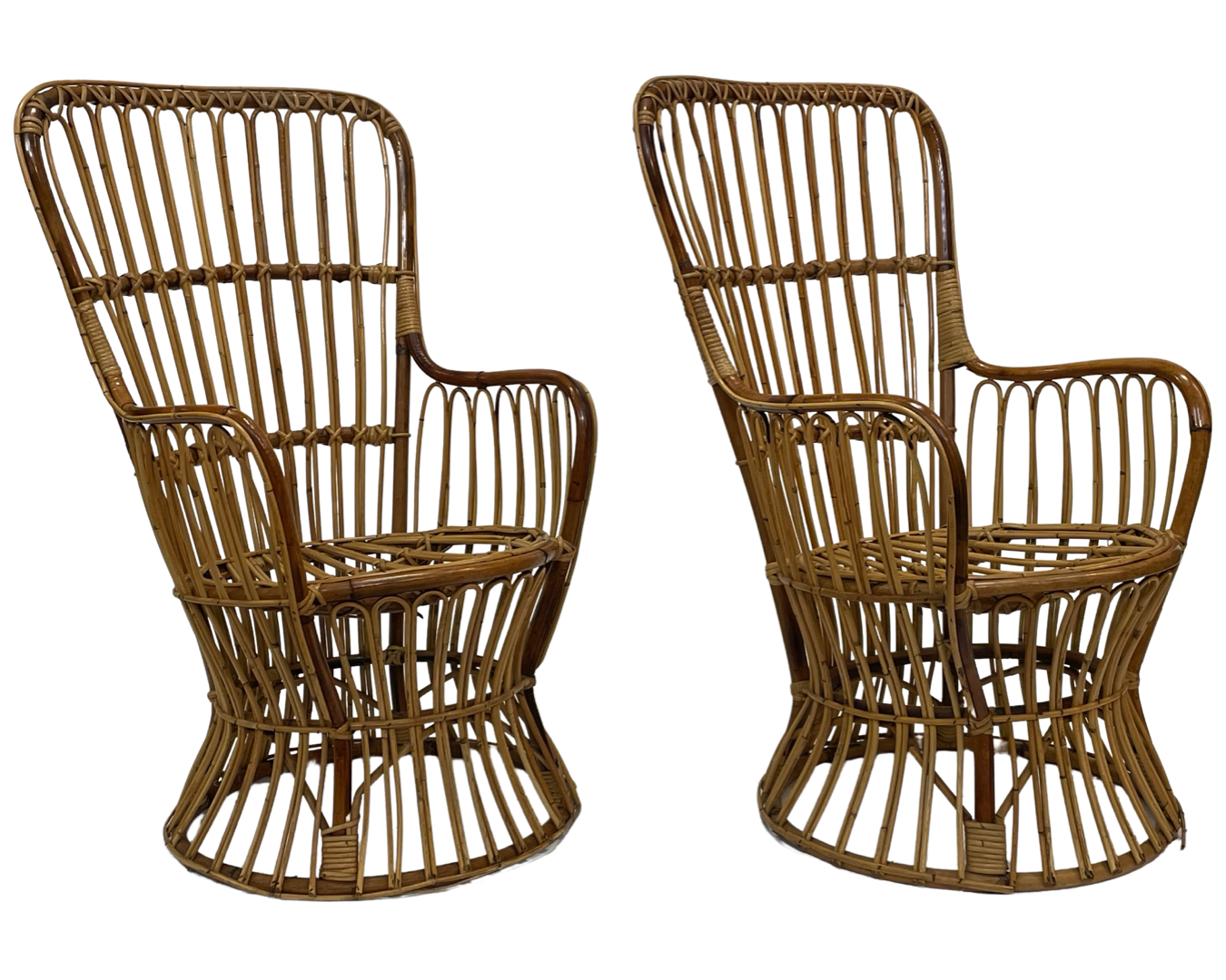 Set of two mid century rattan armchairs by bonacina 1950 design