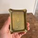 Antique Ashtray Catchall Art Nouveau Gilded Brass Flowers 20th Century