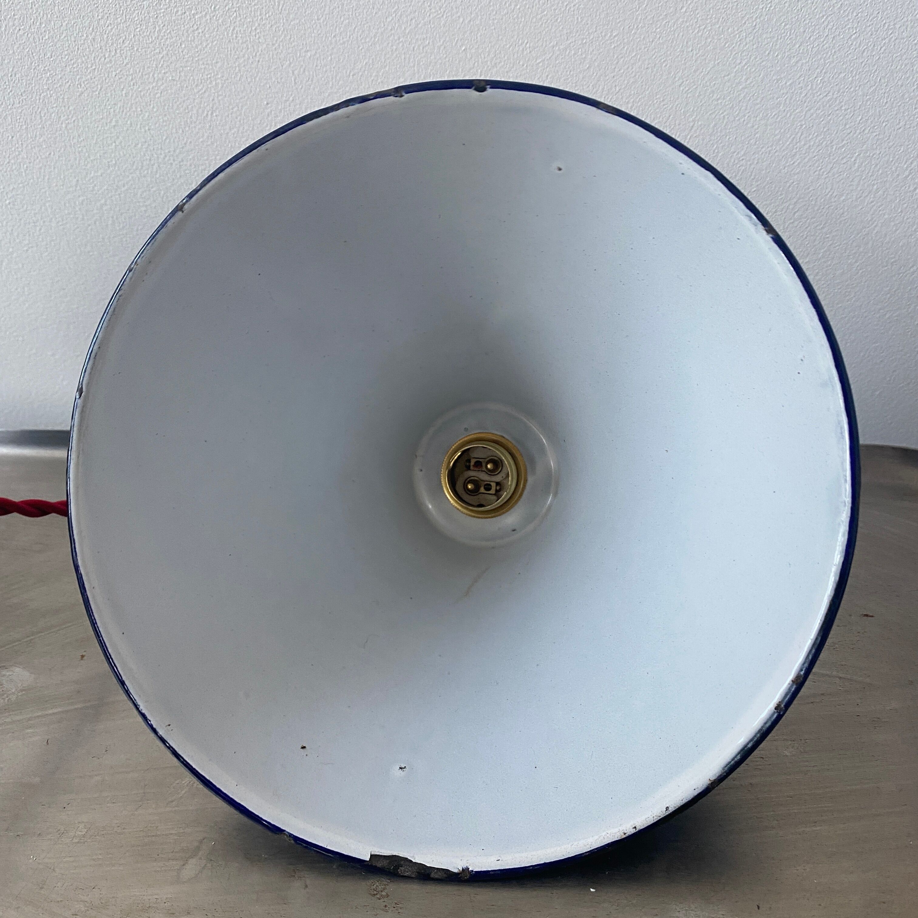 Lot 2 industrial suspensions blue emaillees 20 cm