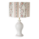 Vintage table lamp "St Michael" – Ribbed ceramic and country print