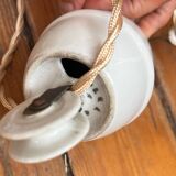 Opaline glass pendant light, frilly, rises and falls