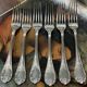 Set of 6 silver metal forks from Christofle
