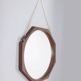 Vintage 1970s wall mirror in wood and rope, Italian design